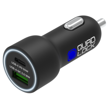 Cargador para mechero QUAD LOCK doble USB (C+A) 48W - motoscamaralweb.com
