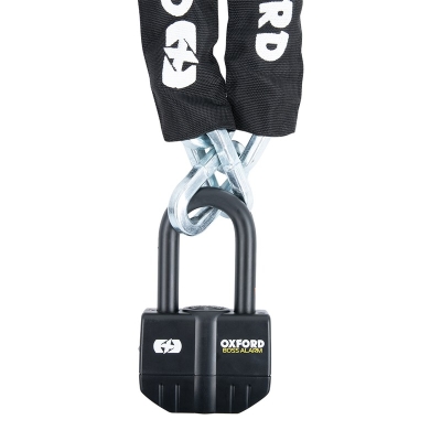 Candado con alarma OXFORD Boss Alarm 16mm + Cadena 12mm x 1.2m - motoscamaralweb.com