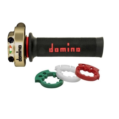 Acelerador DOMINO XM2 dorado con puños- motoscamaralweb.com