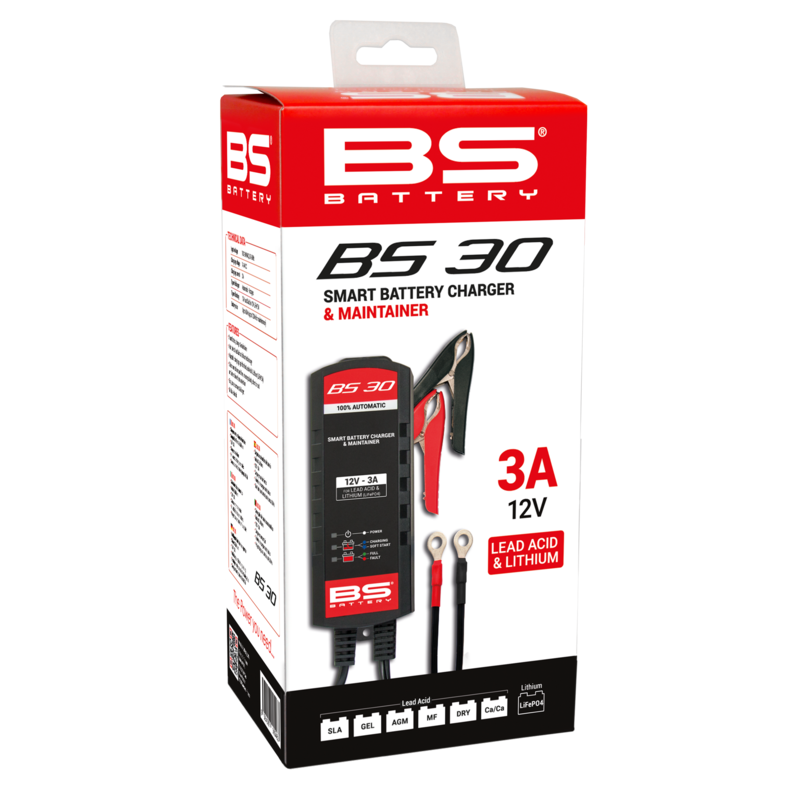 Cargador de bateria inteligente BS Battery BS30 - 12V 3A - motoscamaralweb.com Cargador de bateria inteligente BS Battery BS30 - 12V 3A - motoscamaralweb.com