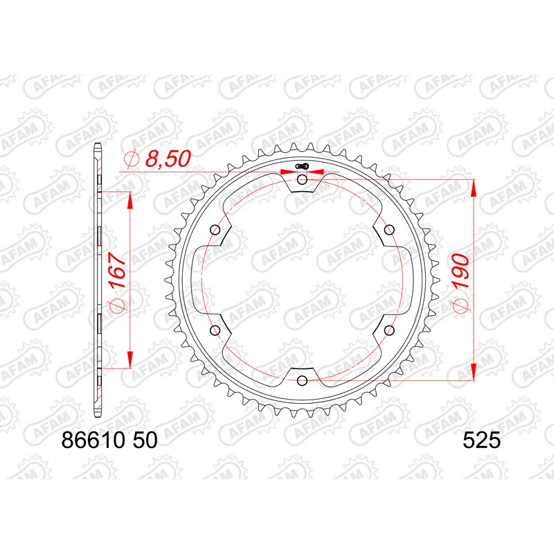 Corona AFAM acero estándar 86610 - Paso 525 - motoscamaralweb.com Corona AFAM acero estándar 86610 - Paso 525 - motoscamaralweb.com