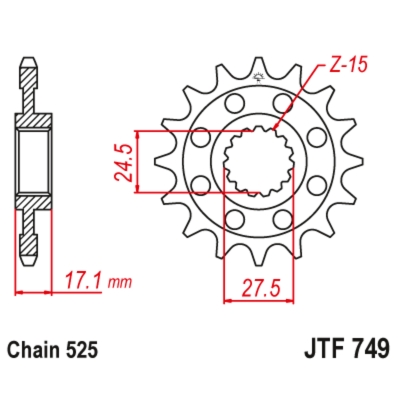 Piñón con goma anti-ruido JT SPROCKETS acero 749 - 525 - motoscamaralweb.com