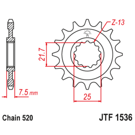Piñón con goma anti-ruido JT SPROCKETS acero 1536 - 520 - motoscamaralweb.com