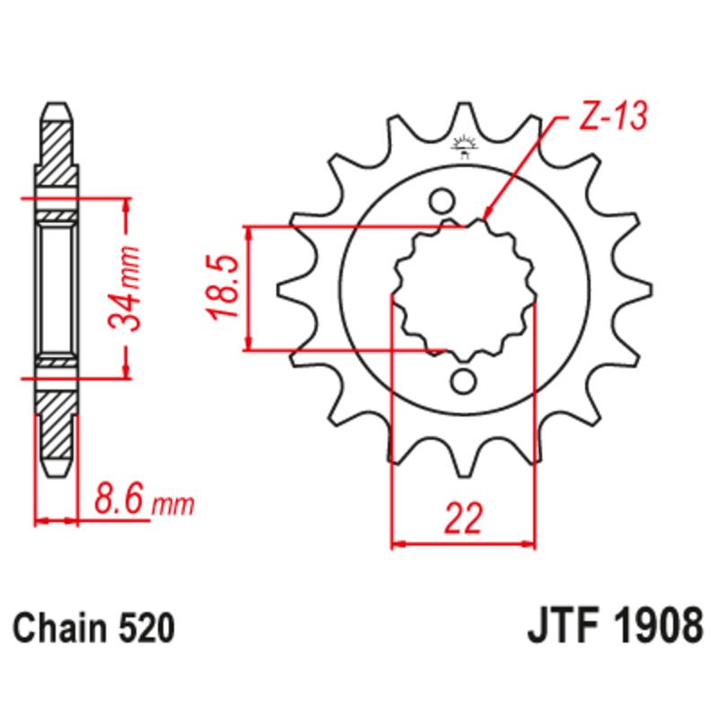 Piñón con goma anti-ruido JT SPROCKETS acero 1908 - 520 - motoscamaralweb.com Piñón con goma anti-ruido JT SPROCKETS acero 1908 - 520 - motoscamaralweb.com