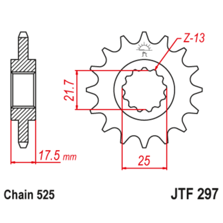 Piñón con goma anti-ruido JT SPROCKETS acero 297 - 525 - motoscamaralweb.com