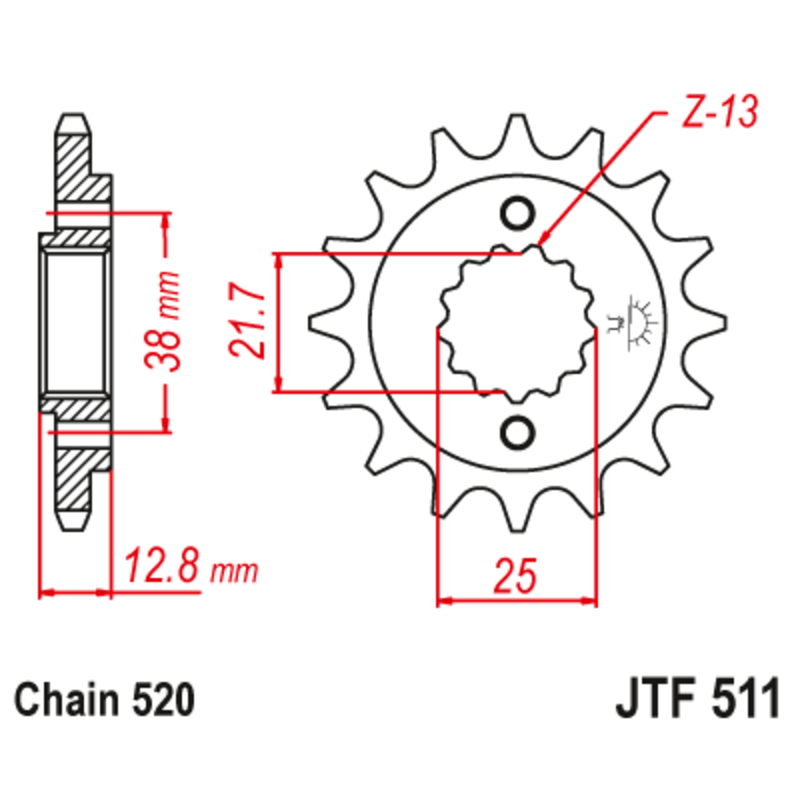 Piñón con goma anti-ruido JT SPROCKETS acero 511 - 520 - motoscamaralweb.com Piñón con goma anti-ruido JT SPROCKETS acero 511 - 520 - motoscamaralweb.com