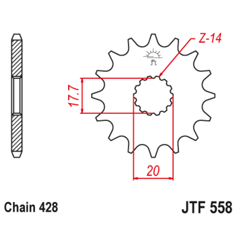 Piñón con goma anti-ruido JT SPROCKETS acero 558 - 428 - motoscamaralweb.com