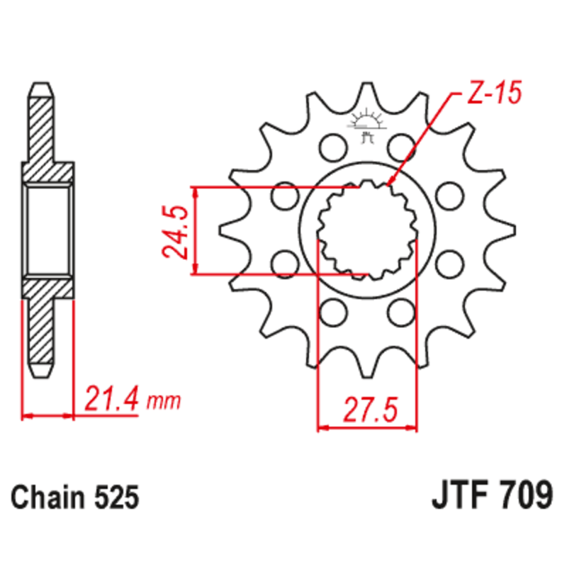 Piñón con goma anti-ruido JT SPROCKETS acero 709 - 525 - motoscamaralweb.com Piñón con goma anti-ruido JT SPROCKETS acero 709 - 525 - motoscamaralweb.com