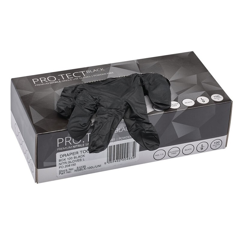 Guantes de nitrilo negros DRAPER - Pack de 100 unidades - motoscamaralweb.com Guantes de nitrilo negros DRAPER - Pack de 100 unidades - motoscamaralweb.com