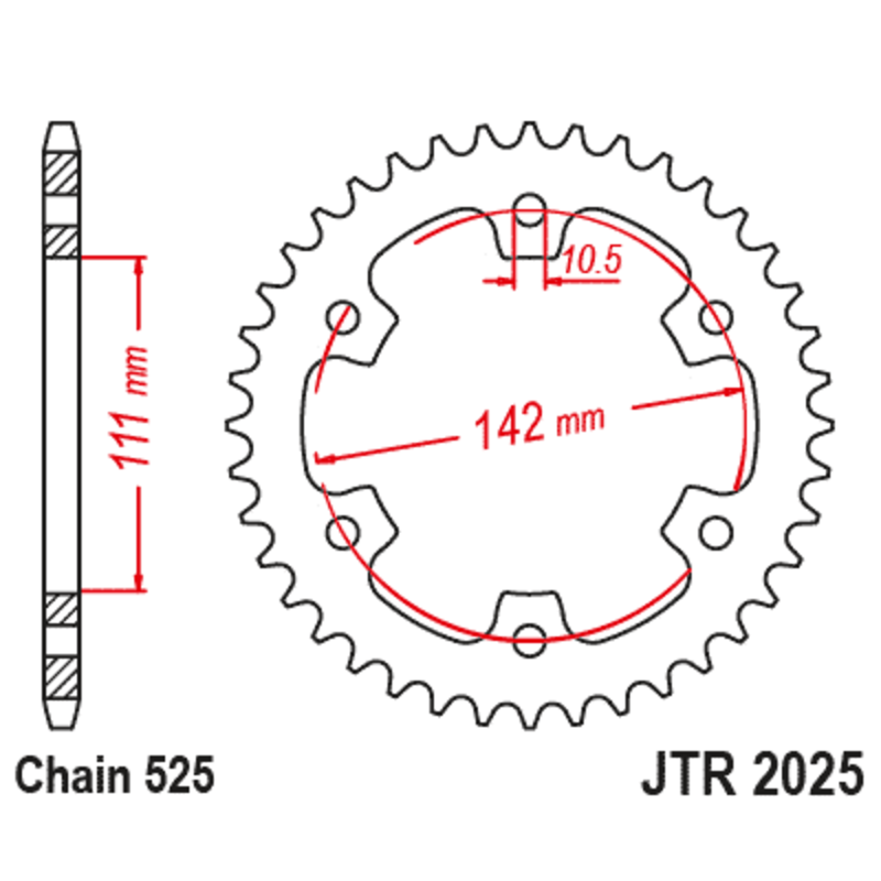 Corona JT SPROCKETS acero estándar 2025 - 525 - motoscamaralweb.com Corona JT SPROCKETS acero estándar 2025 - 525 - motoscamaralweb.com