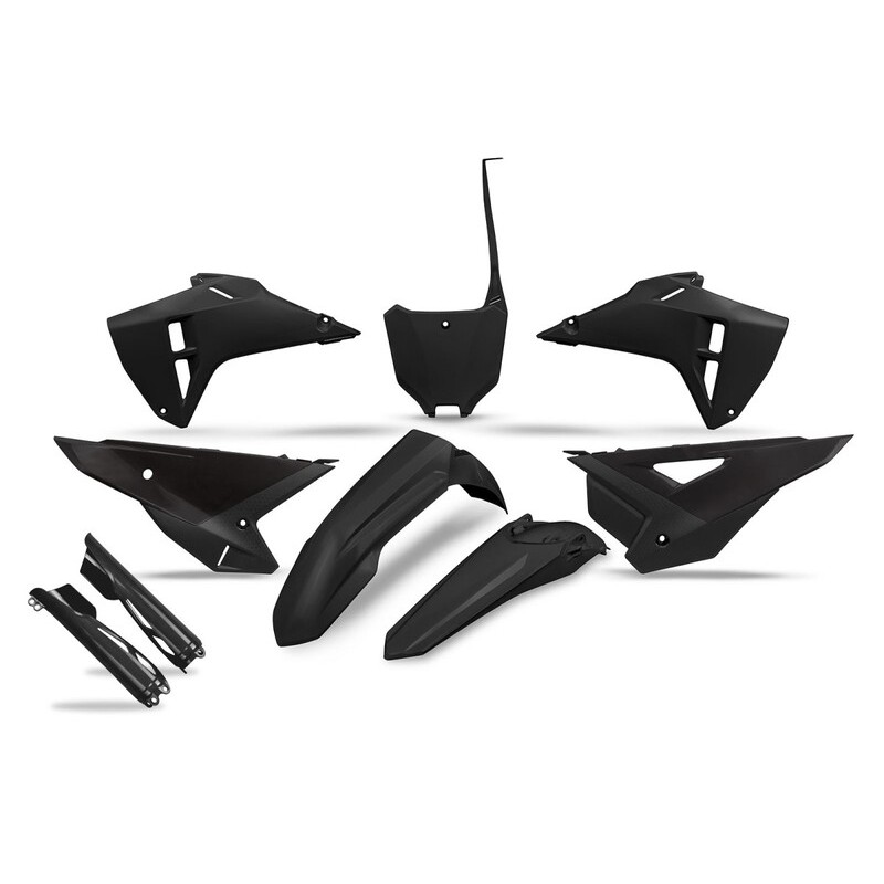 Kit de plástica UFO completo con protectores de horquilla - Negro - motoscamaralweb.com Kit de plástica UFO completo con protectores de horquilla - Negro - motoscamaralweb.com