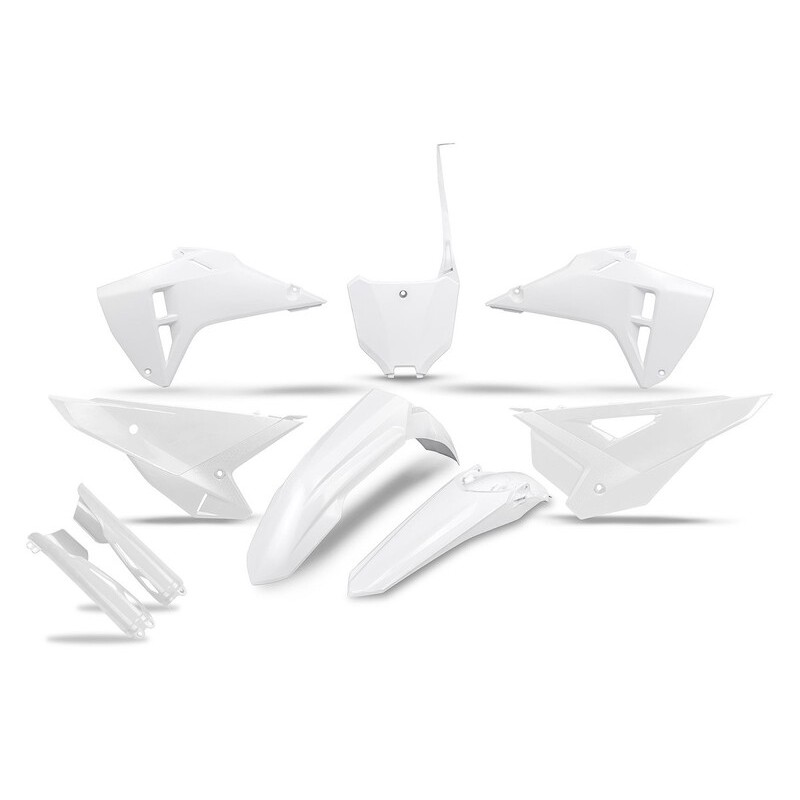 Kit de plástica UFO completo con protectores de horquilla - Blanco mate - motoscamaralweb.com Kit de plástica UFO completo con protectores de horquilla - Blanco mate - motoscamaralweb.com