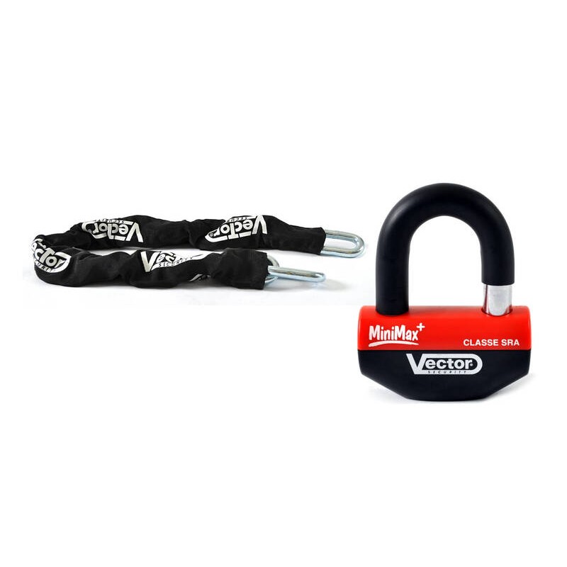 Kit antirrobo VECTOR Candado MiniMax+ Ø16mm + Cadena Ø13mm / 1.3m - motoscamaralweb.com Kit antirrobo VECTOR Candado MiniMax+ Ø16mm + Cadena Ø13mm / 1.3m - motoscamaralweb.com