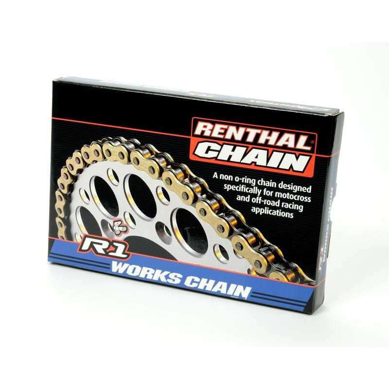 Cadena Renthal 428R1 con 130 eslabones negro/oro - motoscamaralweb.com Cadena Renthal 428R1 con 130 eslabones negro/oro - motoscamaralweb.com