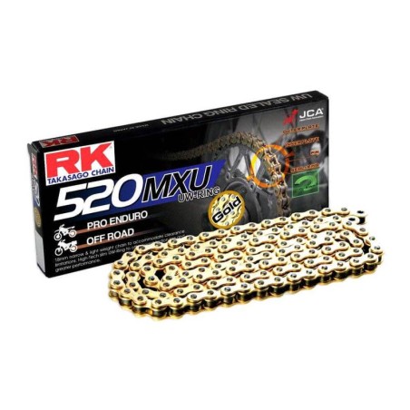 Cadena RK GB520MXU con 118 eslabones oro - motoscamaralweb.com