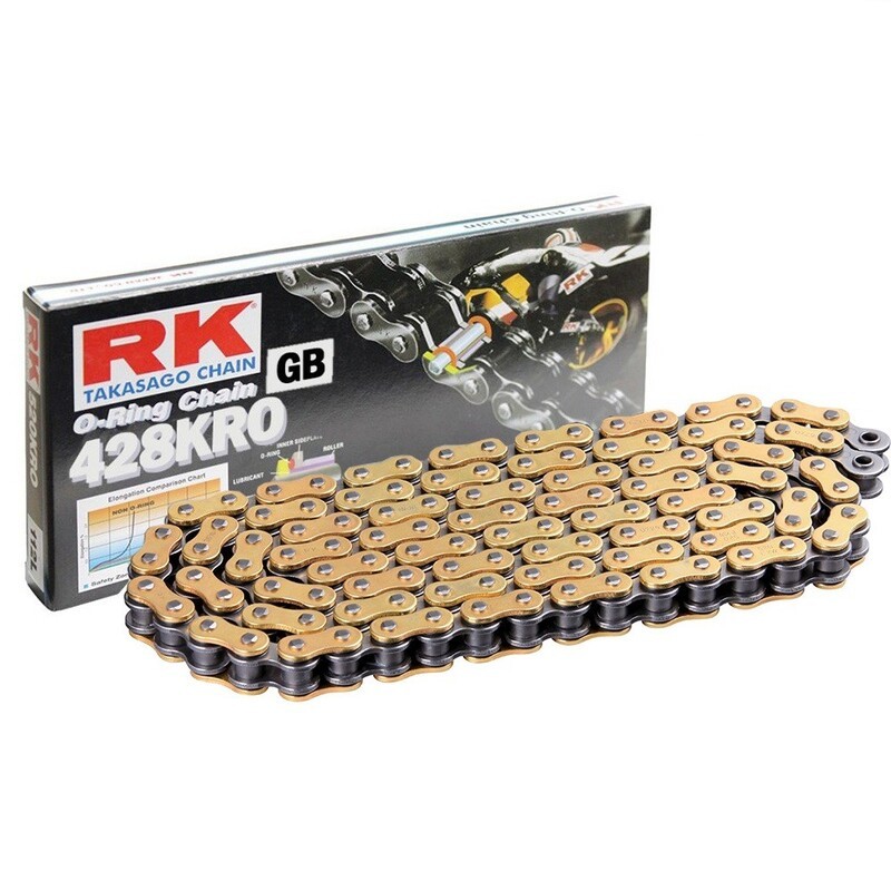 Cadena RK GB428KRO con 146 eslabones oro - motoscamaralweb.com Cadena RK GB428KRO con 146 eslabones oro - motoscamaralweb.com