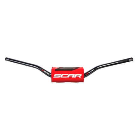Manillar SCAR O² New CRF/KX Ø28.6mm - Negro / Protector rojo - motoscamaralweb.com