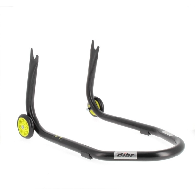 Caballete trasero BIHR Home Track soporte en V para diábolos. color negro mate ruedas amarillas - motoscamaralweb.com