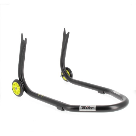 Caballete trasero BIHR Home Track soporte en V para diábolos. color negro mate ruedas amarillas - motoscamaralweb.com