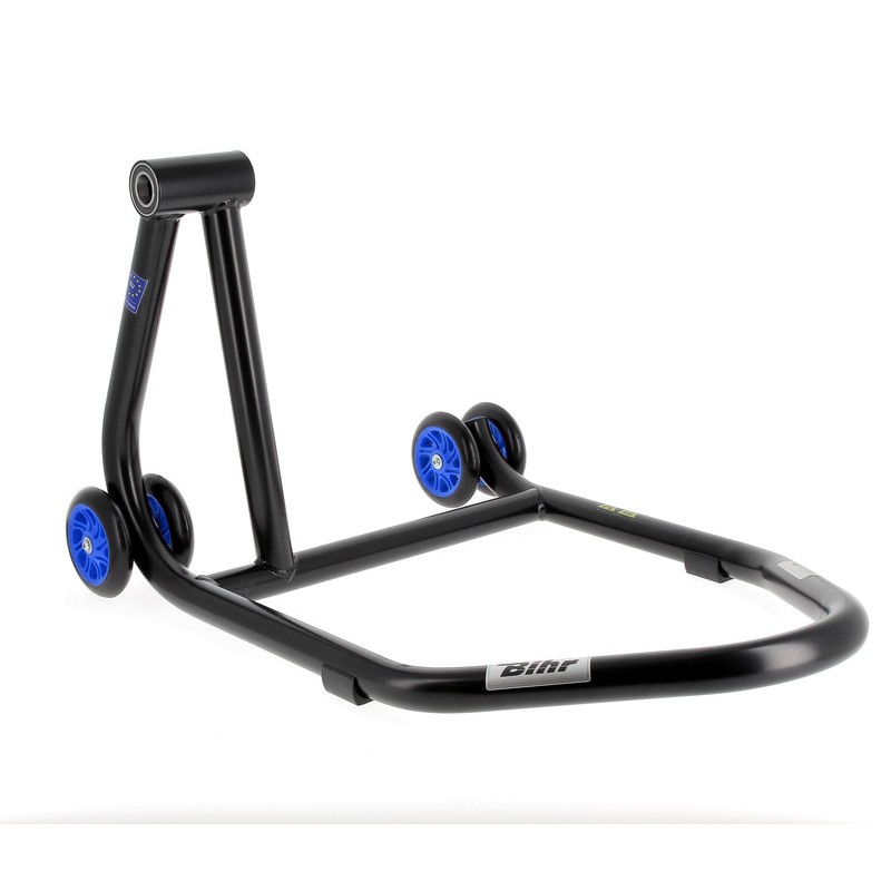 Caballete monobrazo izquierdo BIHR Home Track color negro mate y ruedas azules - motoscamaralweb.com Caballete monobrazo izquierdo BIHR Home Track color negro mate y ruedas azules - motoscamaralweb.com