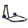 Caballete monobrazo izquierdo BIHR Home Track color negro mate y ruedas azules - motoscamaralweb.com