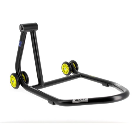Caballete monobrazo izquierdo BIHR Home Track color negro mate y ruedas amarllas - motoscamaralweb.com