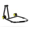 Caballete monobrazo izquierdo BIHR Home Track color negro mate y ruedas amarllas - motoscamaralweb.com