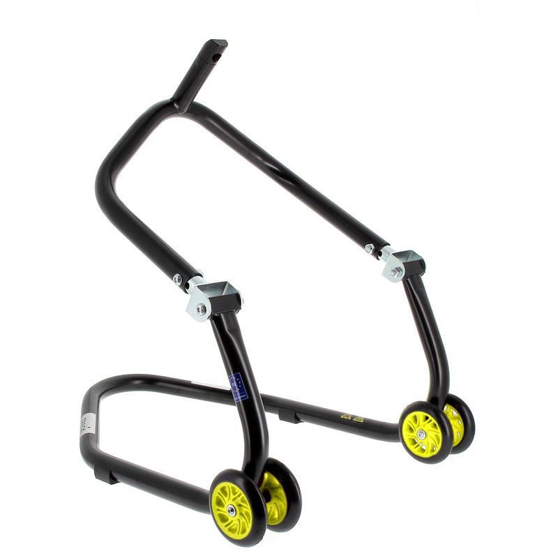 Caballete delantero al chasis BIHR Home Track color negro mate y ruedas amarillas - motoscamaralweb.com Caballete delantero al chasis BIHR Home Track color negro mate y ruedas amarillas - motoscamaralweb.com
