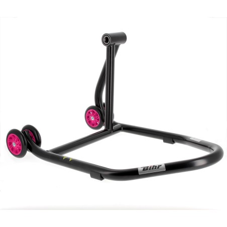 Caballete monobrazo derecho BIHR Home Track color negro mate y ruedas rosas - motoscamaralweb.com