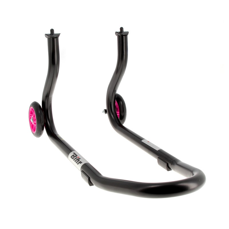 Caballete delantero BIHR Home Track color negro mate y ruedas rosas - motoscamaralweb.com