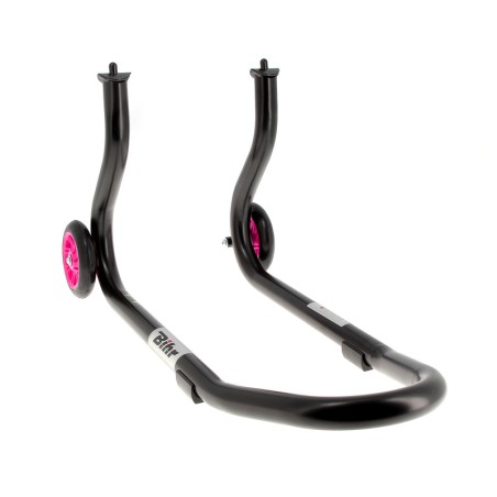 Caballete delantero BIHR Home Track color negro mate y ruedas rosas - motoscamaralweb.com