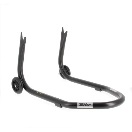 Caballete trasero BIHR Home Track soporte en V para diábolos. color negro mate y ruedas negras - motoscamaralweb.com