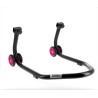 Caballete trasero BIHR Home Track soporte en V color negro mate y ruedas rosas - motoscamaralweb.com