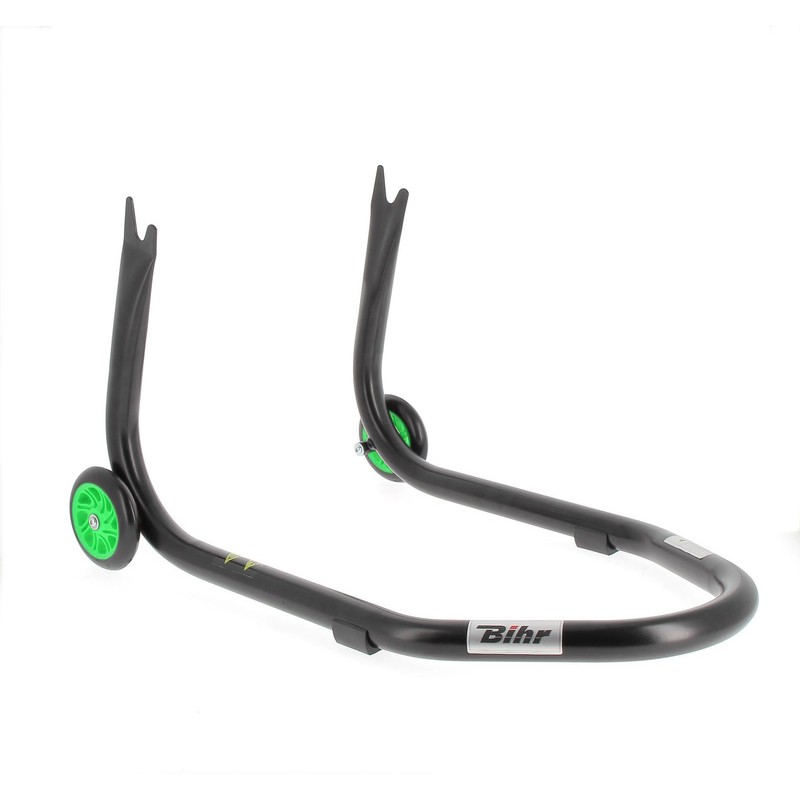Caballete trasero BIHR Home Track soporte en V para diábolos. color negro mate ruedas verdes - motoscamaralweb.com Caballete trasero BIHR Home Track soporte en V para diábolos. color negro mate ruedas verdes - motoscamaralweb.com
