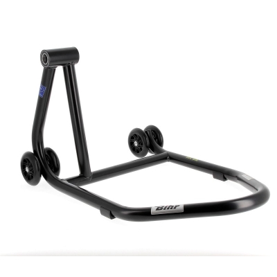 Caballete monobrazo izquierdo BIHR Home Track color negro mate y ruedas negras - motoscamaralweb.com