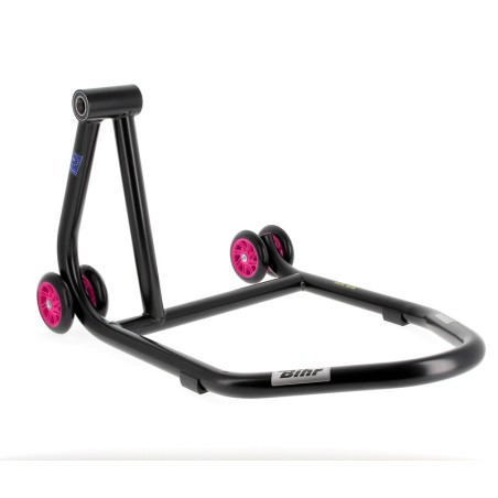 Caballete monobrazo izquierdo BIHR Home Track color negro mate y ruedas rosas - motoscamaralweb.com