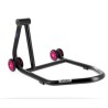 Caballete monobrazo izquierdo BIHR Home Track color negro mate y ruedas rosas - motoscamaralweb.com