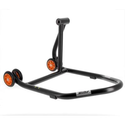 Caballete monobrazo derecho BIHR Home Track color negro mate y ruedas naranjas - motoscamaralweb.com
