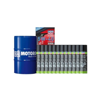 Pack bidón de aceite 60L LIQUI MOLY - 5W40 100% sintético + 12 limpia frenos 500ml - motoscamaralweb.com