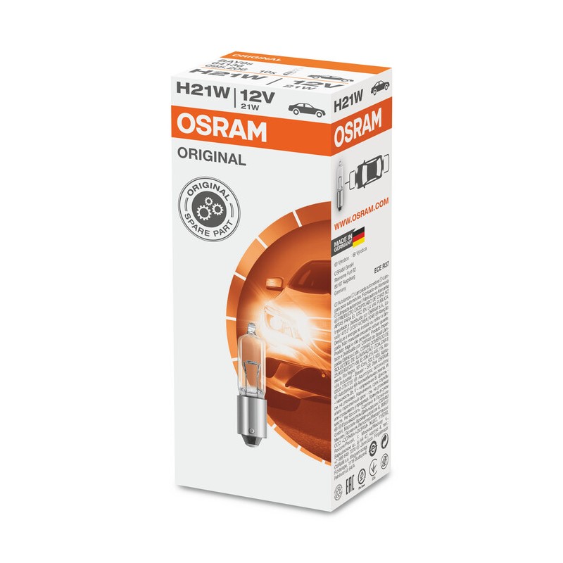 Lámpara OSRAM 64136 - H21W 12V 25W - 10 uds - motoscamaralweb.com Lámpara OSRAM 64136 - H21W 12V 25W - 10 uds - motoscamaralweb.com
