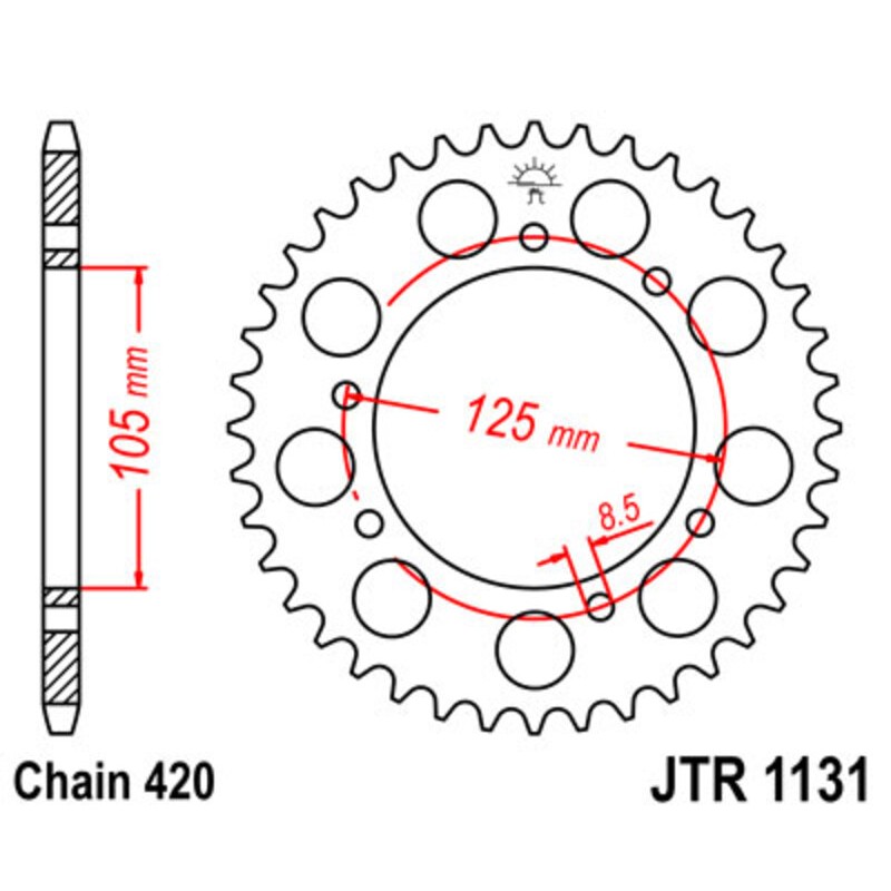 Kit de cadena JT/JT 420HDR 11/53 Standard - Corona standard 1131 - motoscamaralweb.com Kit de cadena JT/JT 420HDR 11/53 Standard - Corona standard 1131 - motoscamaralweb.com