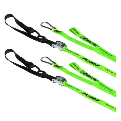 Correas de amarre RFX Race Series 1.0 (Hi-Viz/negro) con bucle adicional y clip de mosquetón - motoscamaralweb.com