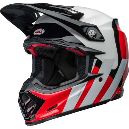 Casco BELL Moto-9S Flex - Hello Cousteau Stripes Gloss White/Red- moto