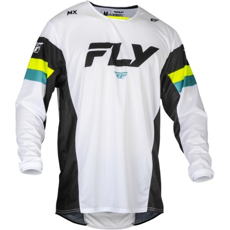 Camiseta FLY RACING Kinetic Prix - Blanco / Negro / Hi-Vis - motoscamaralweb.com