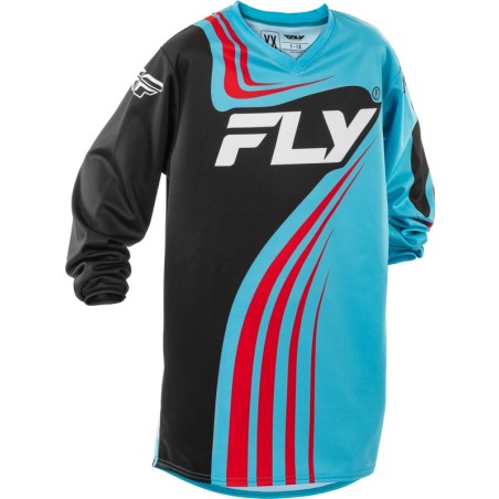 Camiseta infantil FLY RACING F-16 - Cian / Negro / Rojo - motoscamaralweb.com