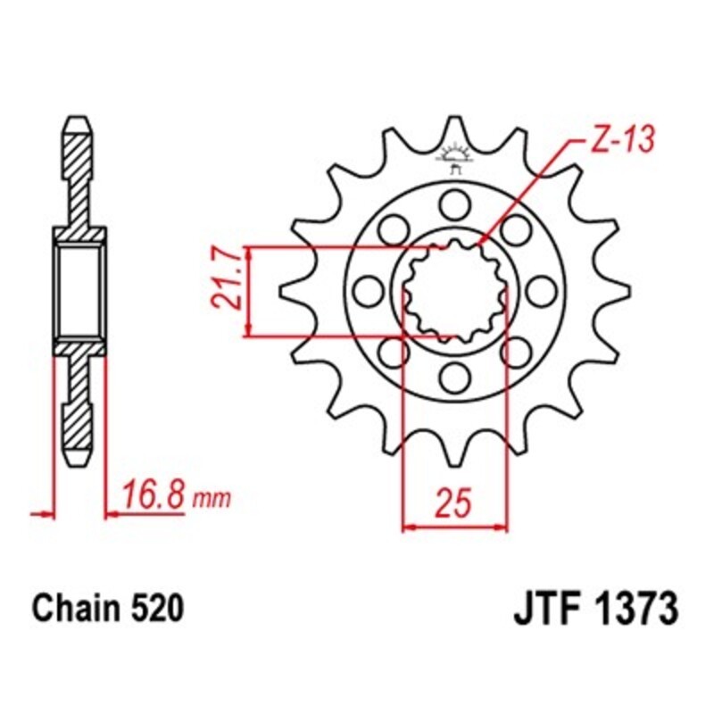 Piñón JT 1373 de acero con 16 dientes - motoscamaralweb.com Piñón JT 1373 de acero con 16 dientes - motoscamaralweb.com