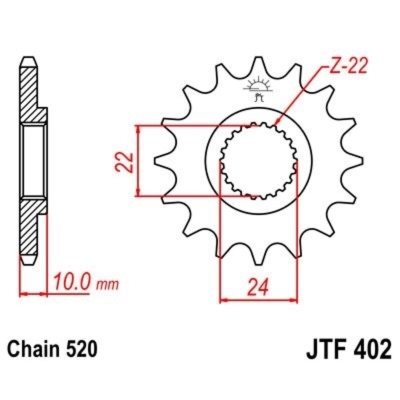 Piñon JT 402 de acero con 13 dientes - motoscamaralweb.com