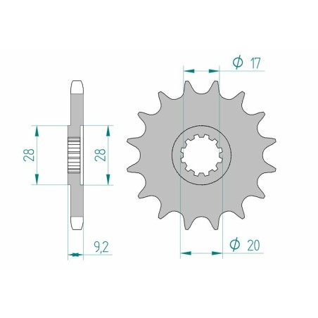 Piñón AFAM acero estándar 94121 - Paso 428 - motoscamaralweb.com