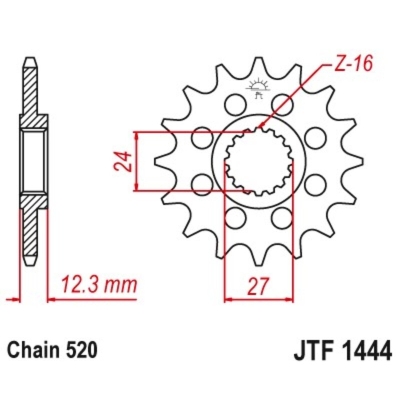 Piñón JT 1444 de acero con 16 dientes - motoscamaralweb.com