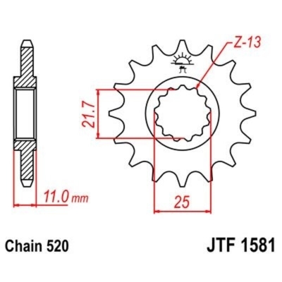Piñón JT F1581 de acero con 14 dientes - motoscamaralweb.com